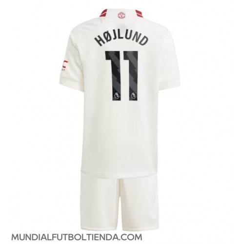 Camiseta Manchester United Rasmus Hojlund #11 Tercera Equipación Replica 2023-24 para niños mangas cortas (+ Pantalones cortos)